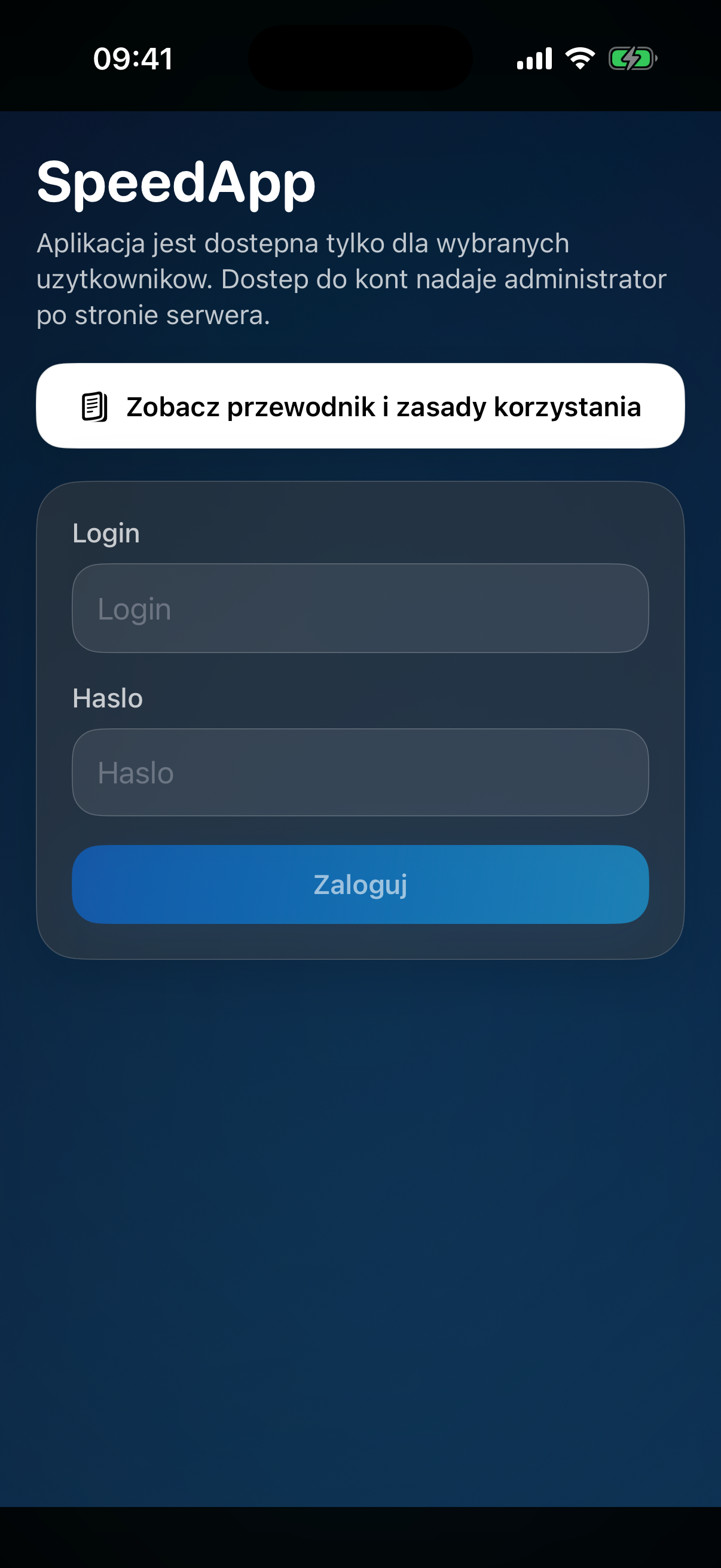 SpeedApp iOS login