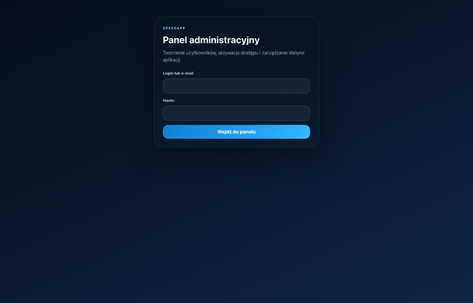 SpeedApp admin login