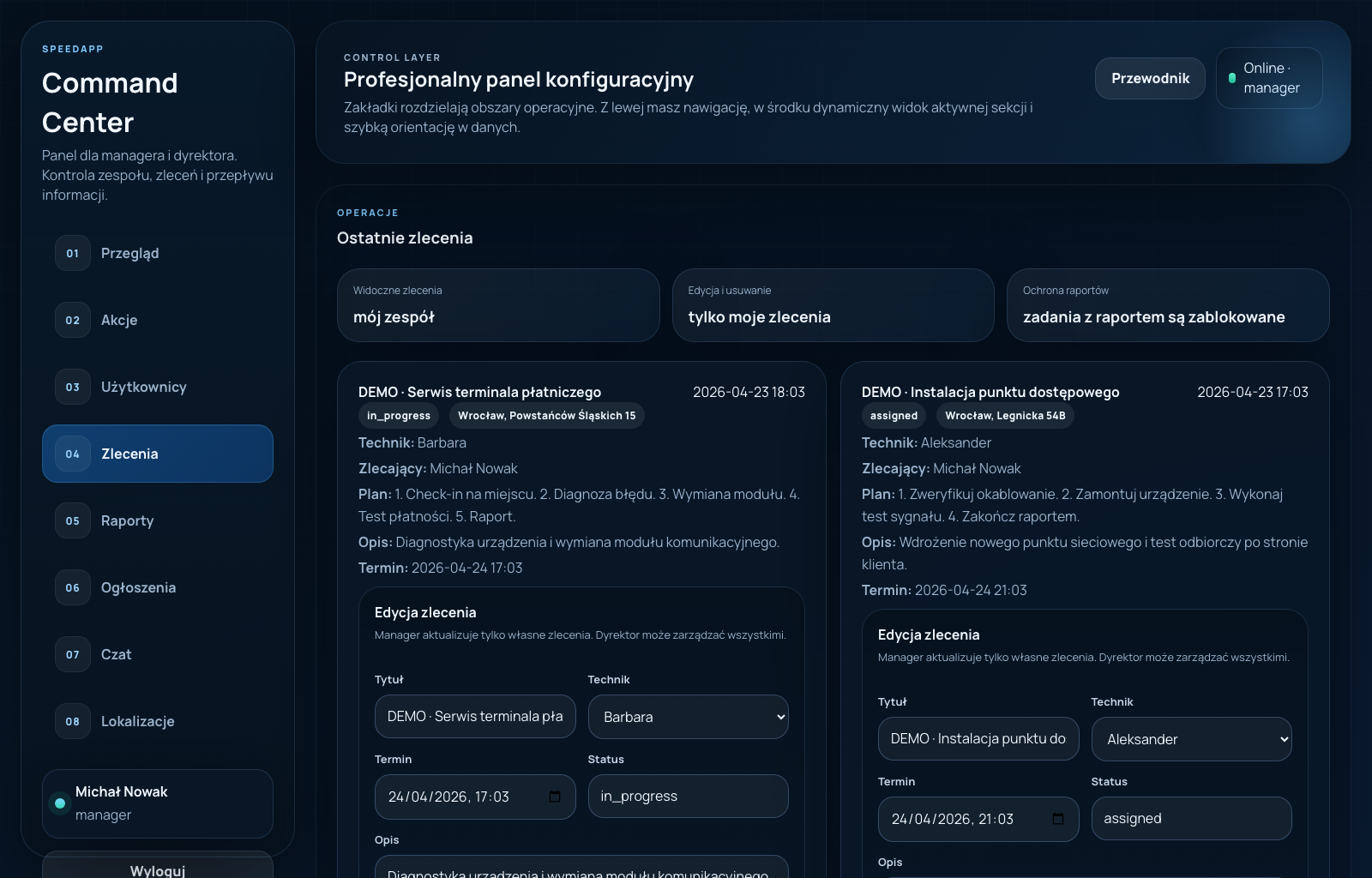 SpeedApp admin tasks
